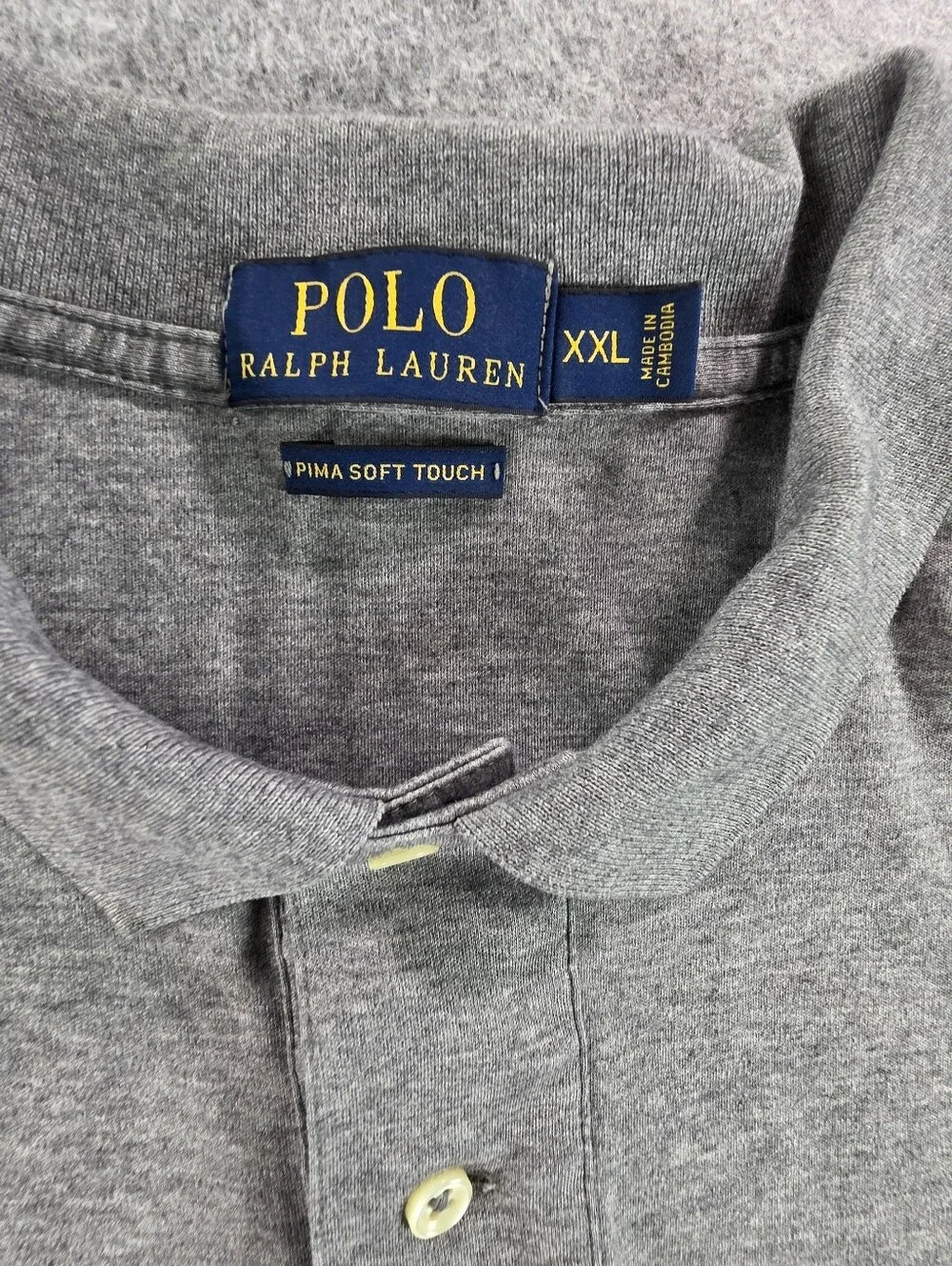 Ralph Lauren Gray Polo Shirt with Flesh Pony Pima Cotton Sz 2XL
